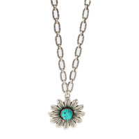 Marmont Double G Flower Necklace in Sterling Silver on Long Chain