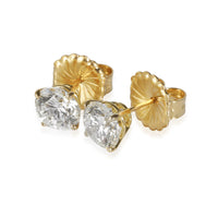 18K Yellow Gold 4 Prong Diamond Stud Earrings  3.05 CTW G/SI1