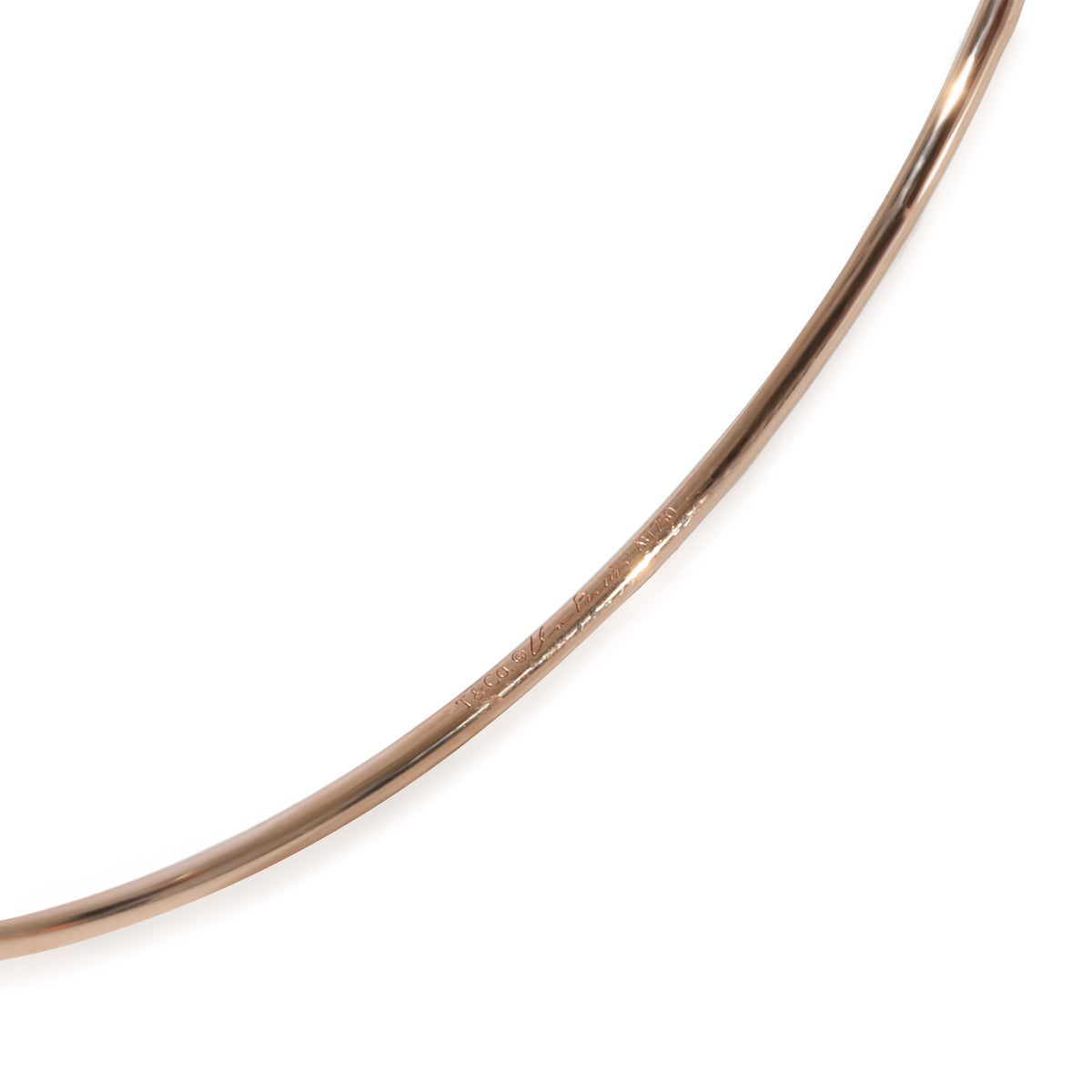 Tiffany & Co. Elsa Peretti Diamond Hoop Single-Row Bangle 18k Rose Gold 0.23 Ctw