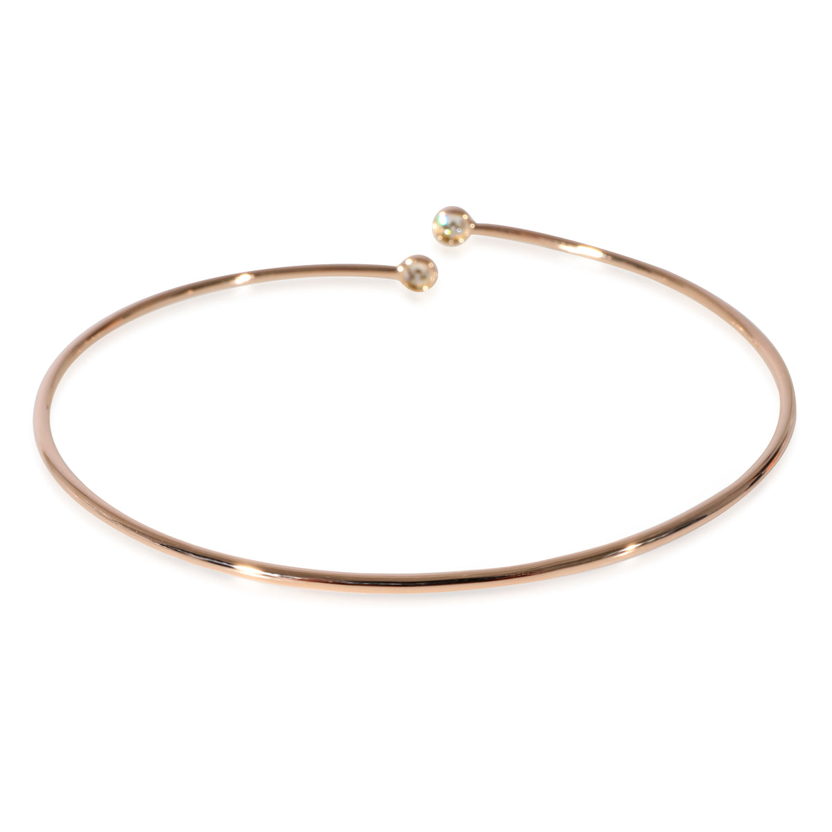 Tiffany & Co. Elsa Peretti Diamond Hoop Single-Row Bangle 18k Rose Gold 0.23 Ctw