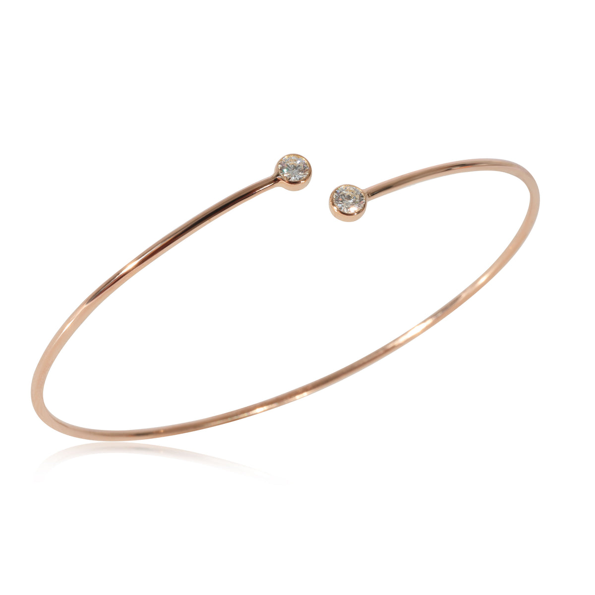 Tiffany & Co. Elsa Peretti Diamond Hoop Single-Row Bangle 18k Rose Gold 0.23 Ctw