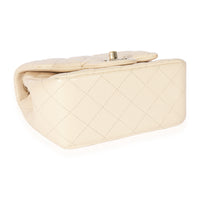 Beige Quilted Lambskin Mini Square Classic Flap Bag