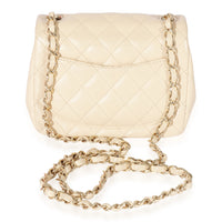 Beige Quilted Lambskin Mini Square Classic Flap Bag