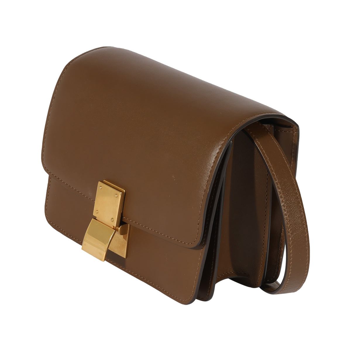 Brown Smooth Leather Small Box Bag