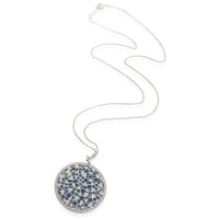 Cobblestone Sapphire Diamond Medallion Pendant, Platinum 0.91 Ctw