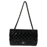 Black Patent Medium Classic Double Flap