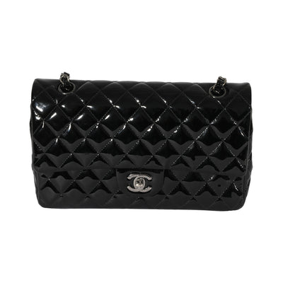 Black Patent Medium Classic Double Flap