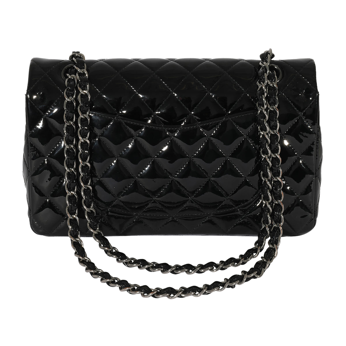 Black Patent Medium Classic Double Flap