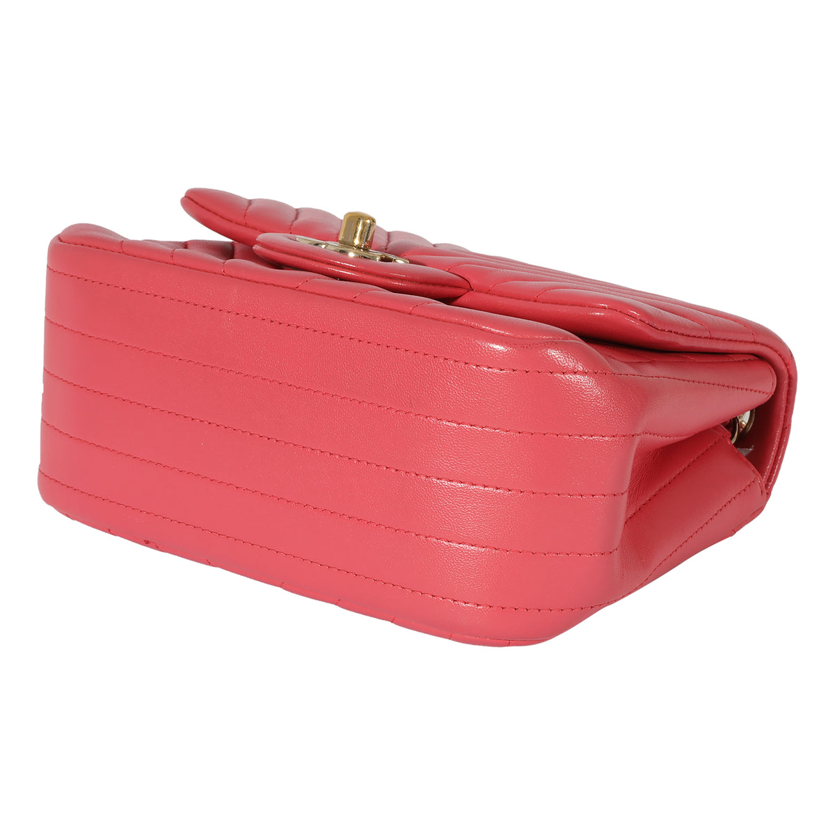 Chanel Chevron Pink Lambskin Mini Square Flap Bag Handbag box