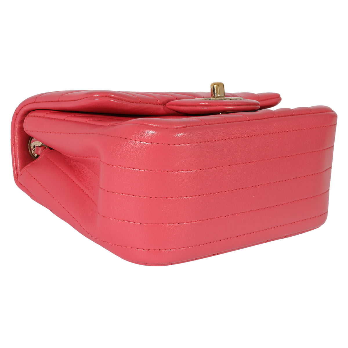 Chanel Chevron Pink Lambskin Mini Square Flap Bag Handbag clasp