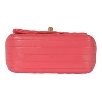 Chanel Chevron Pink Lambskin Mini Square Flap Bag Handbag stamp