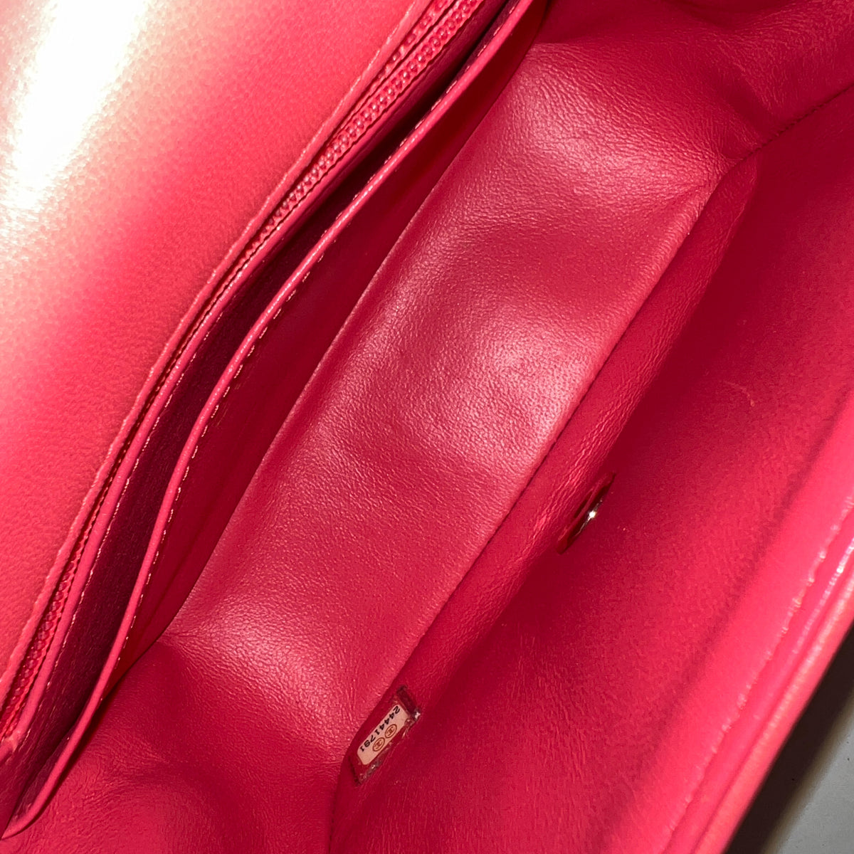 Chevron Pink Lambskin Mini Square Flap Bag