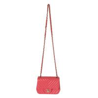 Chevron Pink Lambskin Mini Square Flap Bag