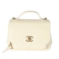 Cream Caviar Mini Business Affinity Flap Handbag