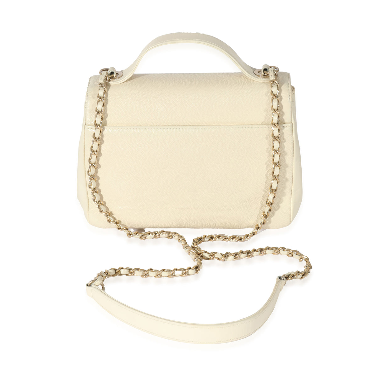 Cream Caviar Mini Business Affinity Flap Handbag