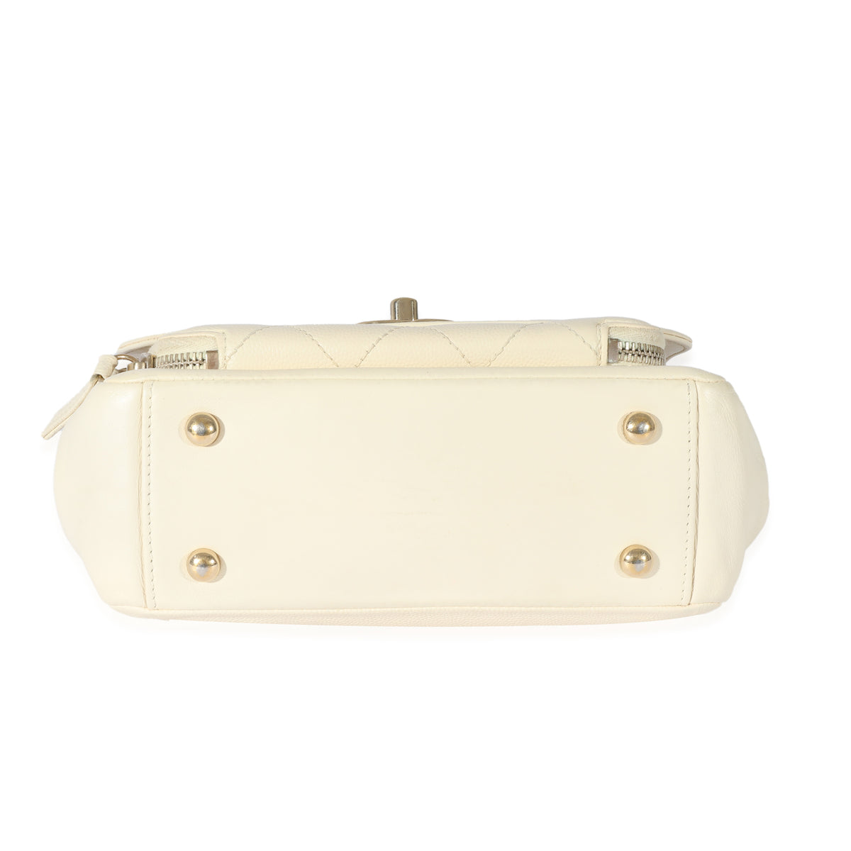 Cream Caviar Mini Business Affinity Flap Handbag