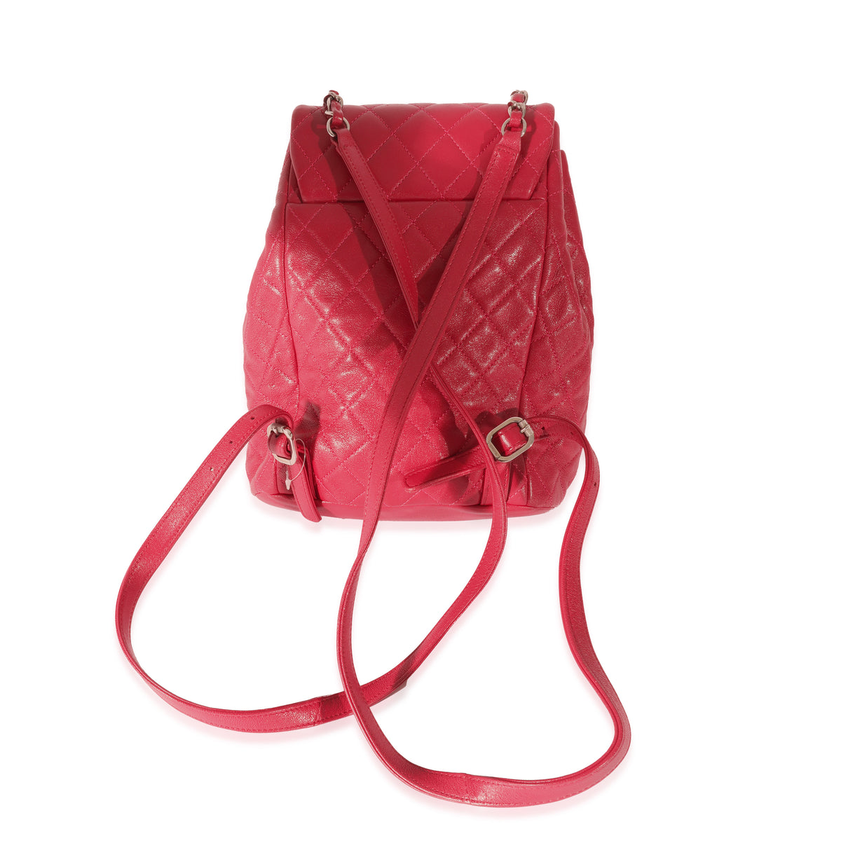 Chanel Red Quilted Calfskin Medium Covered CC Drawstring Backpack Handbag pv
