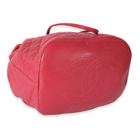 Chanel Red Quilted Calfskin Medium Covered CC Drawstring Backpack Handbag stamp