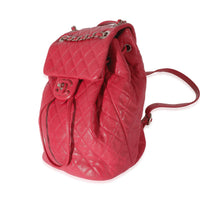 Chanel Red Quilted Calfskin Medium Covered CC Drawstring Backpack Handbag sv