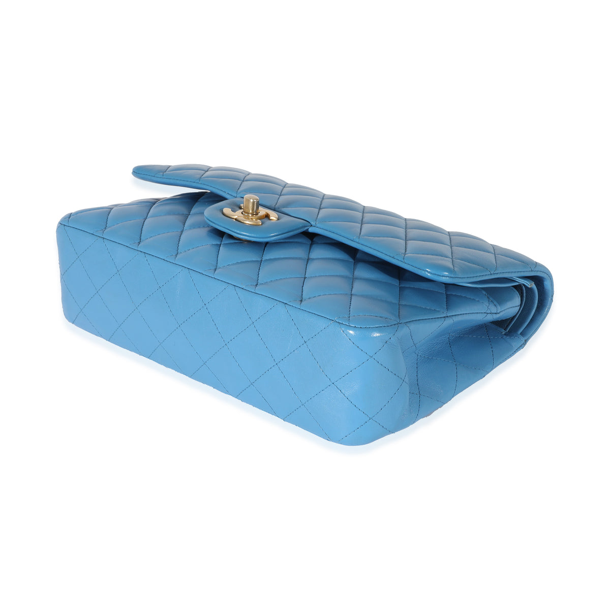 Lambskin Blue Quilted Medium Double Flap Bag