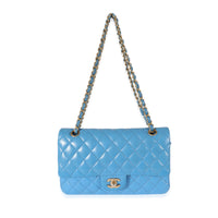 Lambskin Blue Quilted Medium Double Flap Bag