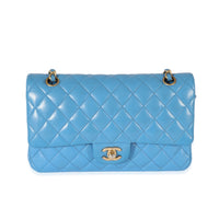 Lambskin Blue Quilted Medium Double Flap Bag