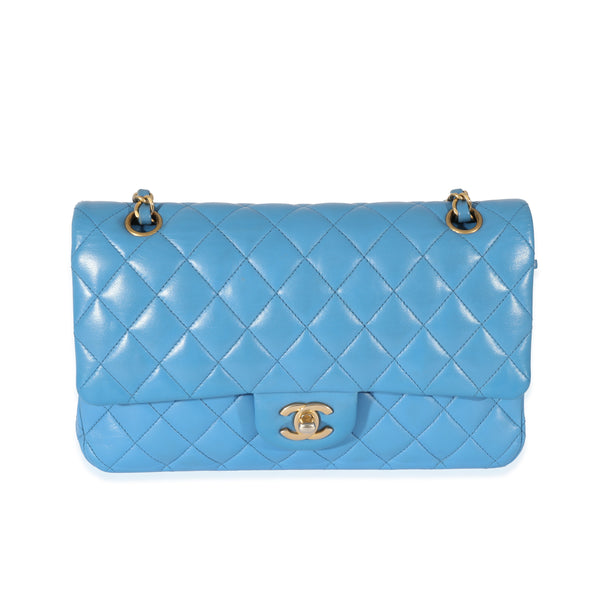 Lambskin Blue Quilted Medium Double Flap Bag