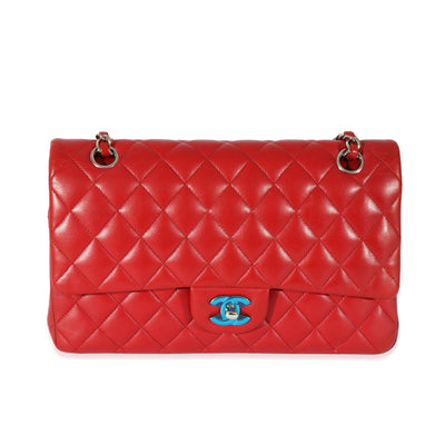 Red Quilted Lambskin Medium Classic Double Flap Bag