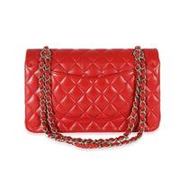 Red Quilted Lambskin Medium Classic Double Flap Bag