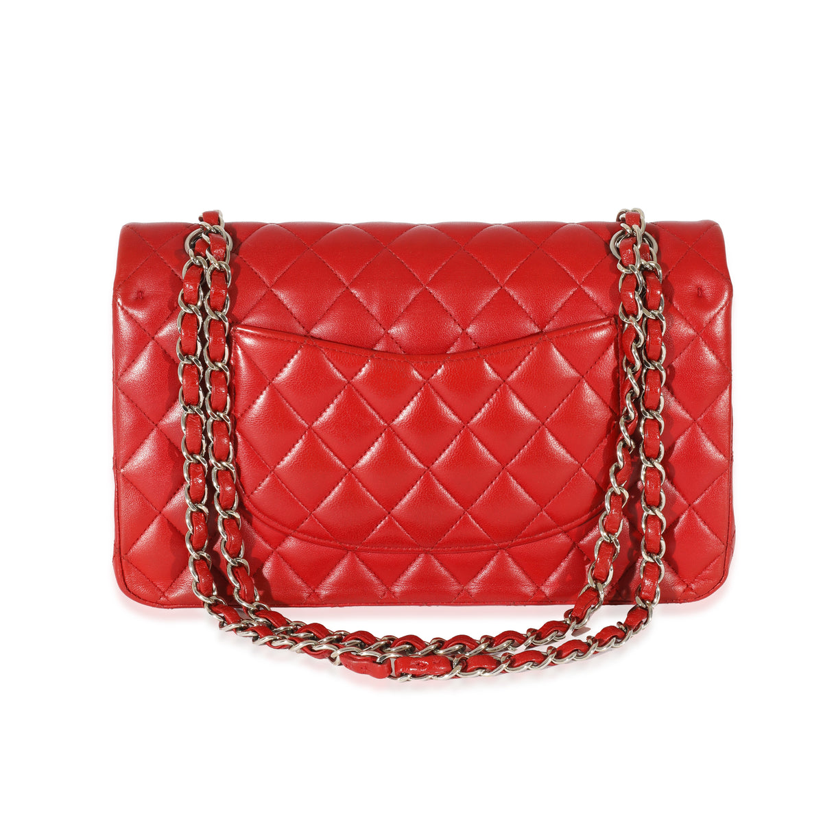 Red Quilted Lambskin Medium Classic Double Flap Bag