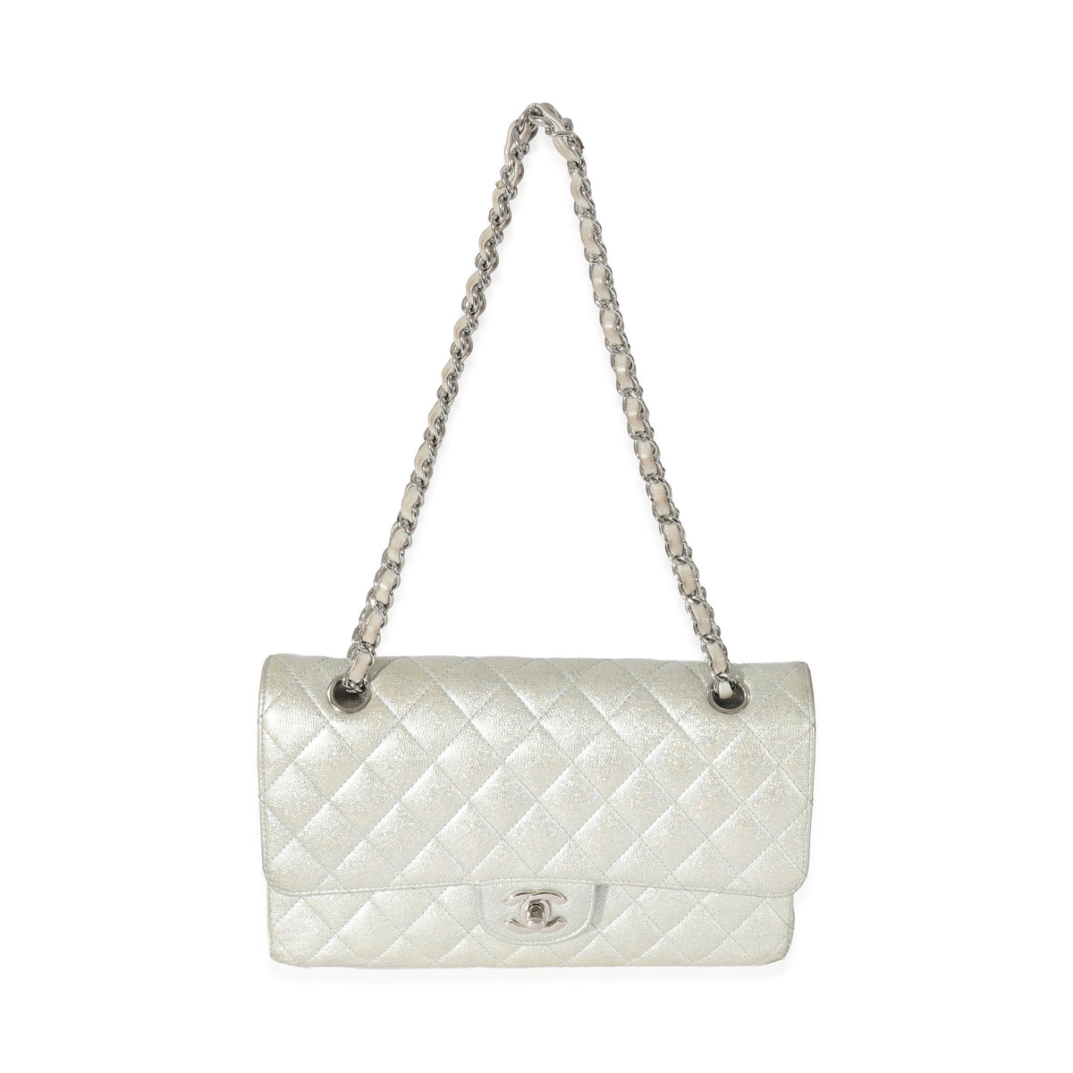 Chanel 21K Glitter Caviar Medium Classic Double Flap Handbag Handbag bv
