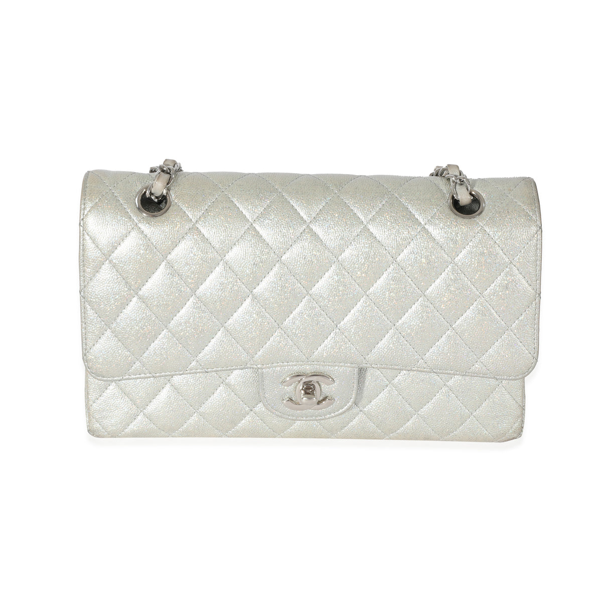 Chanel 21K Glitter Caviar Medium Classic Double Flap Handbag Handbag fv
