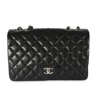 Black Lambskin Jumbo Single Flap Bag