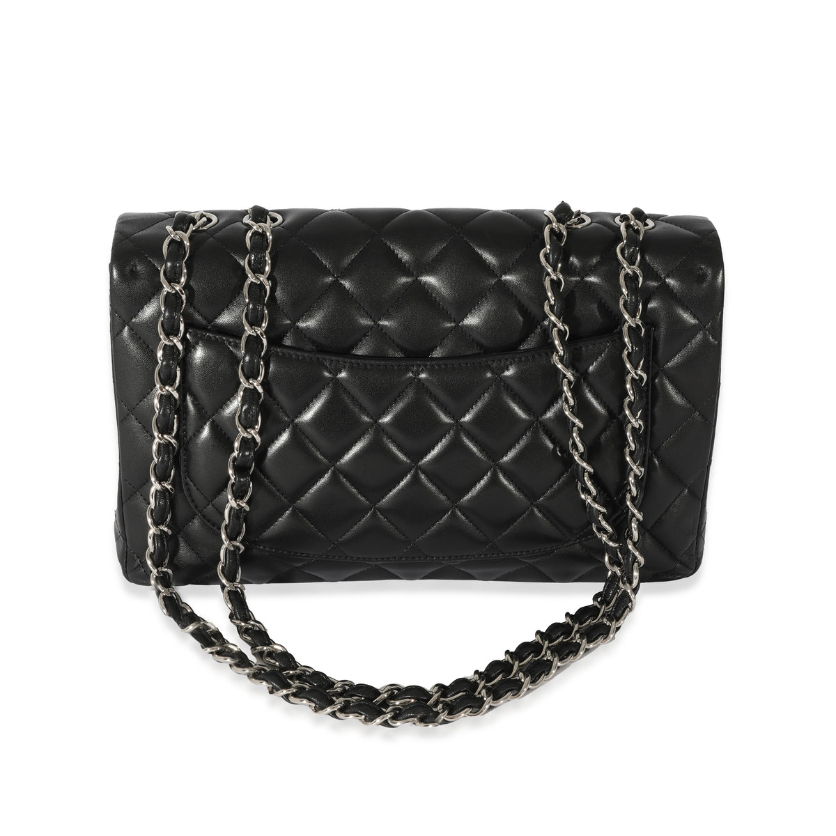 Black Lambskin Jumbo Single Flap Bag