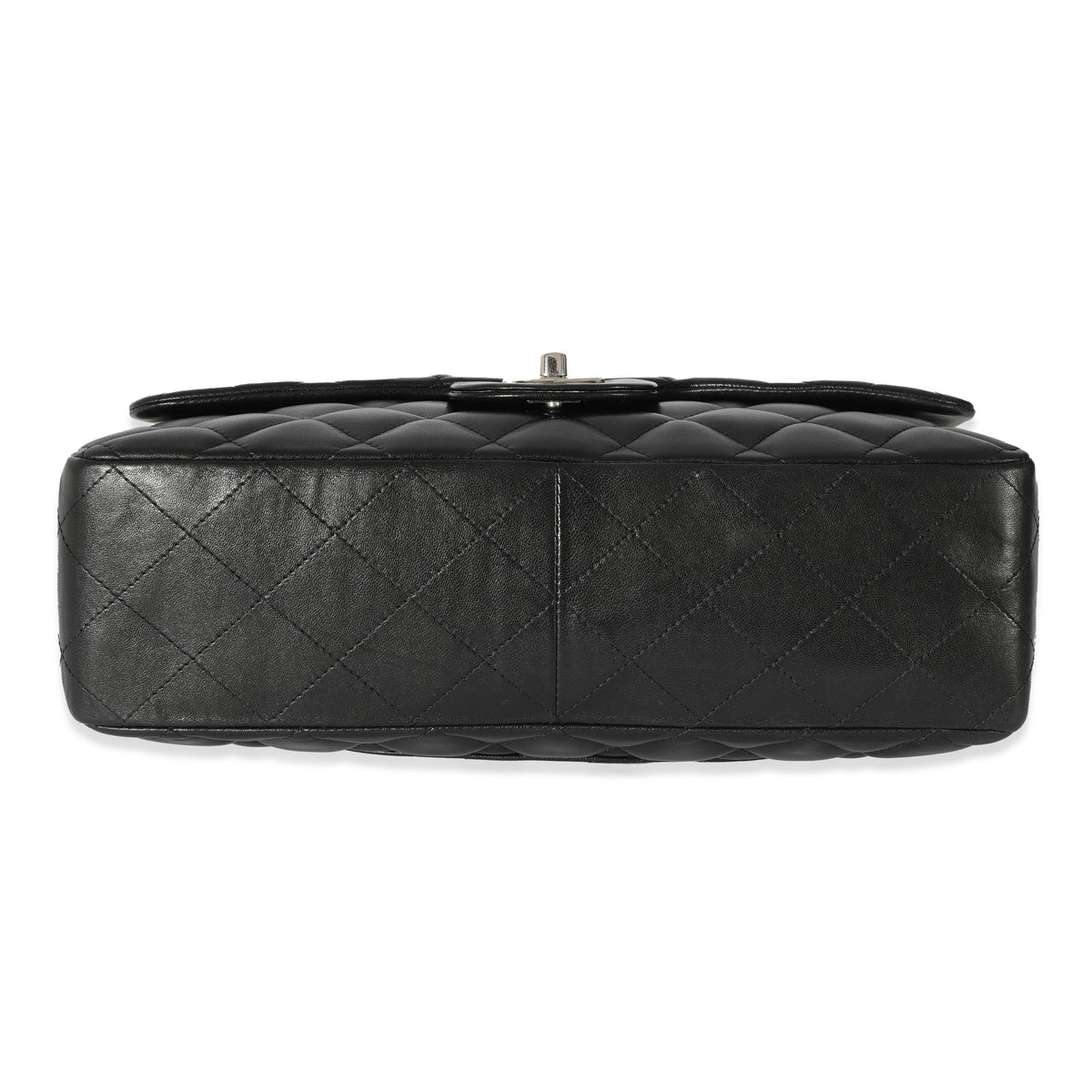 Black Lambskin Jumbo Single Flap Bag