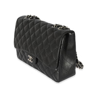 Black Lambskin Jumbo Single Flap Bag