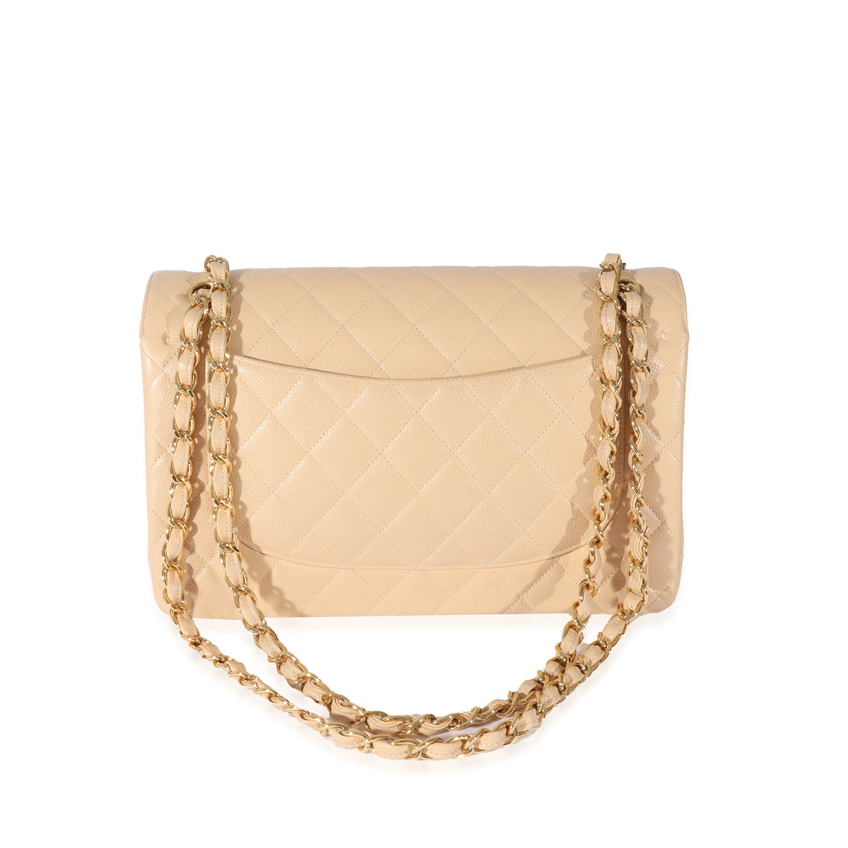 Beige Quilted Caviar Jumbo Classic Double Flap Bag