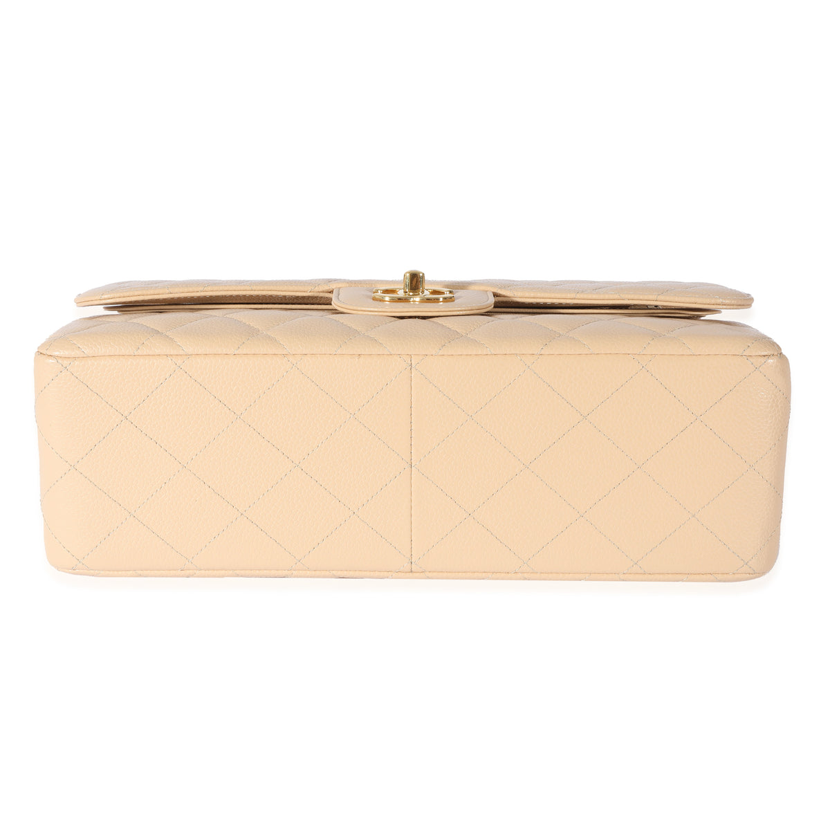 Beige Quilted Caviar Jumbo Classic Double Flap Bag