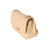 Beige Quilted Caviar Jumbo Classic Double Flap Bag