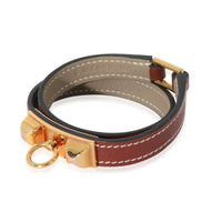 Etoupe Rouge H Swift Rivale Double Tour Bracelet GHW