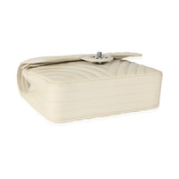 Chanel 22C Neutral Chevron Calfskin Small Classic Flap Handbag clasp