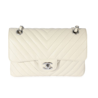 Chanel 22C Neutral Chevron Calfskin Small Classic Flap Handbag fv