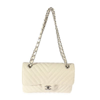 22C Neutral Chevron Calfskin Small Classic Flap