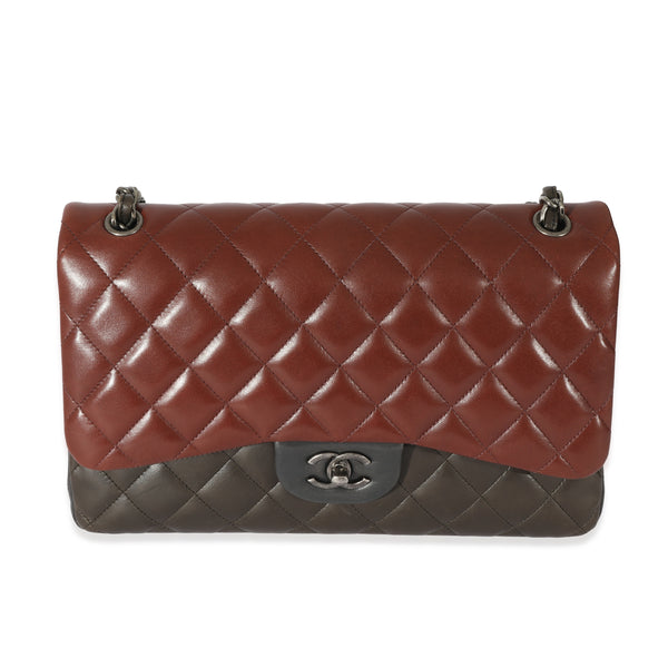 Bi-Color Quilted Lambskin Jumbo Double Flap Bag