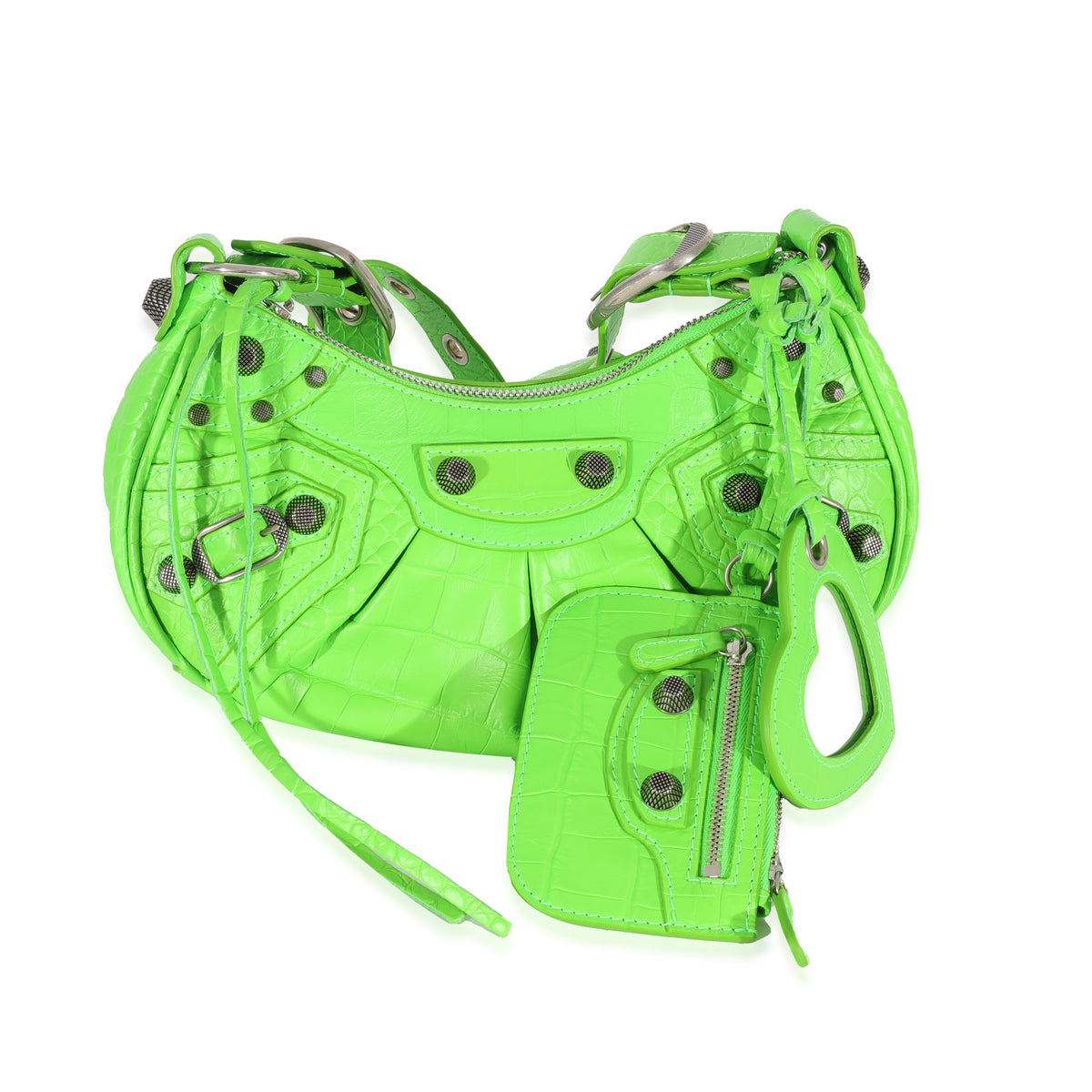 Neon Green Croc Embossed Le Cagole XS