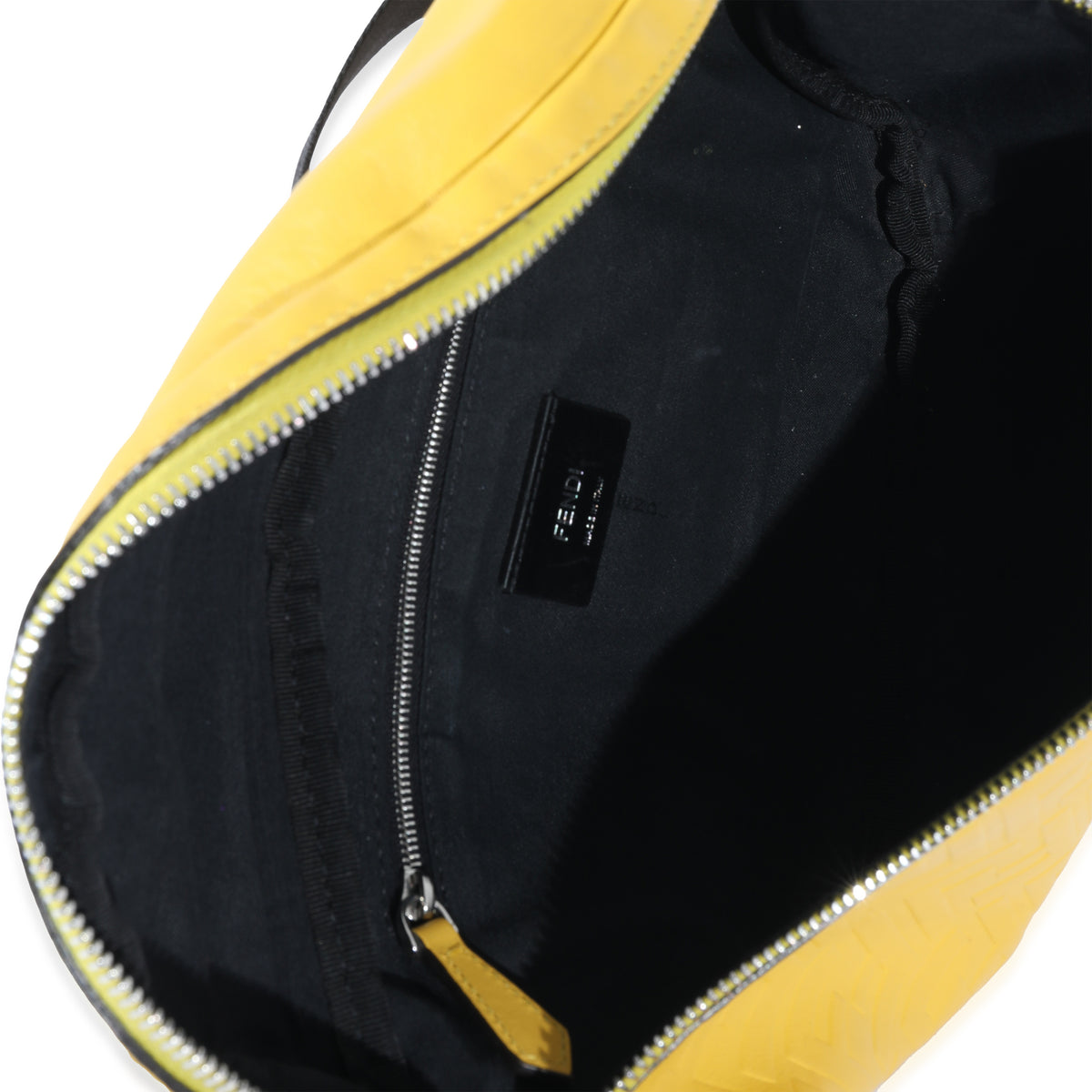 Fendi Yellow Calfskin FF 1974 Embossed Belt Bag Handbag bv