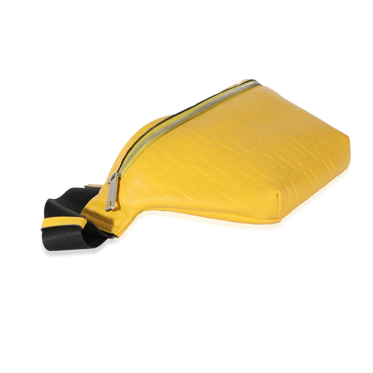 Fendi Yellow Calfskin FF 1974 Embossed Belt Bag Handbag clasp