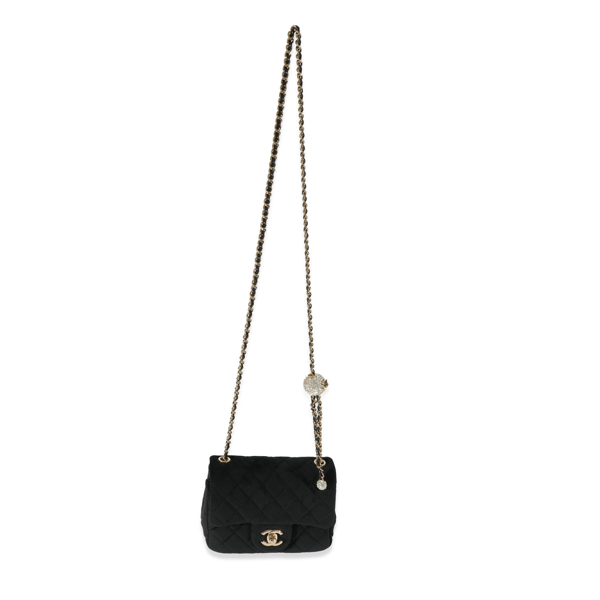 Black Velvet Pearl Crush Mini Square Flap