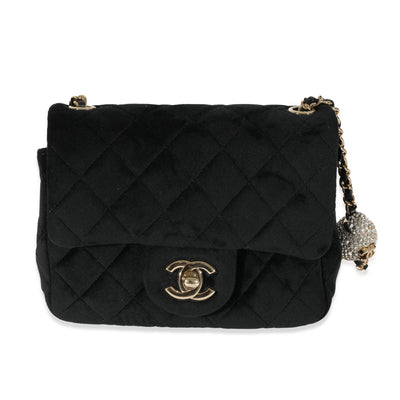 Black Velvet Pearl Crush Mini Square Flap