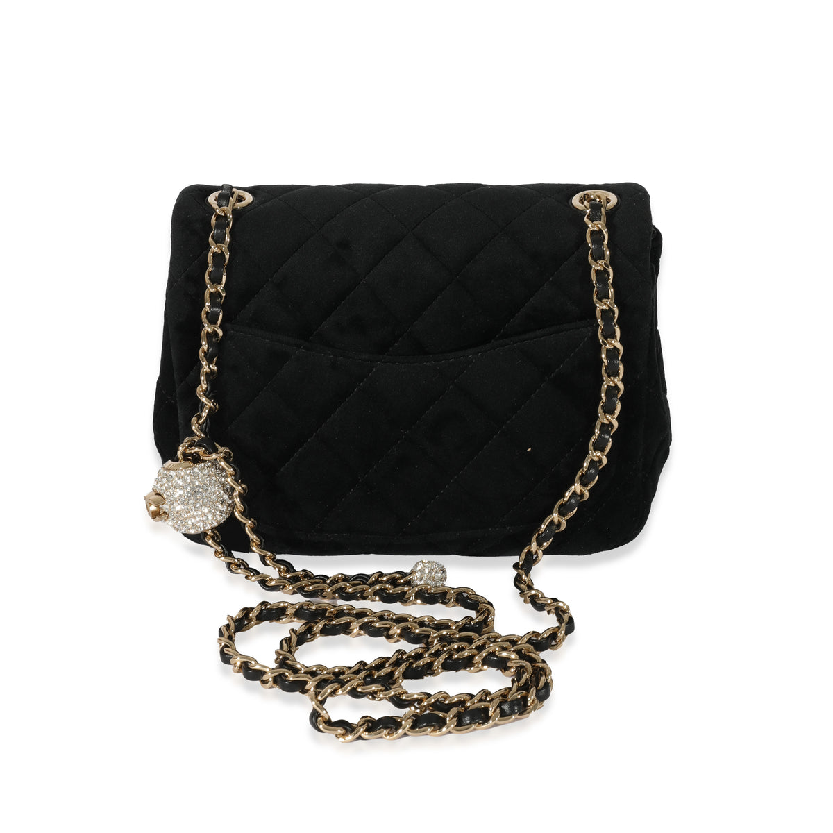 Black Velvet Pearl Crush Mini Square Flap